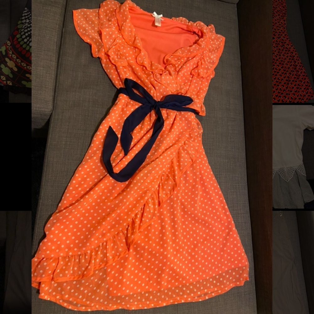 Down East Coral Polka-dot Dress